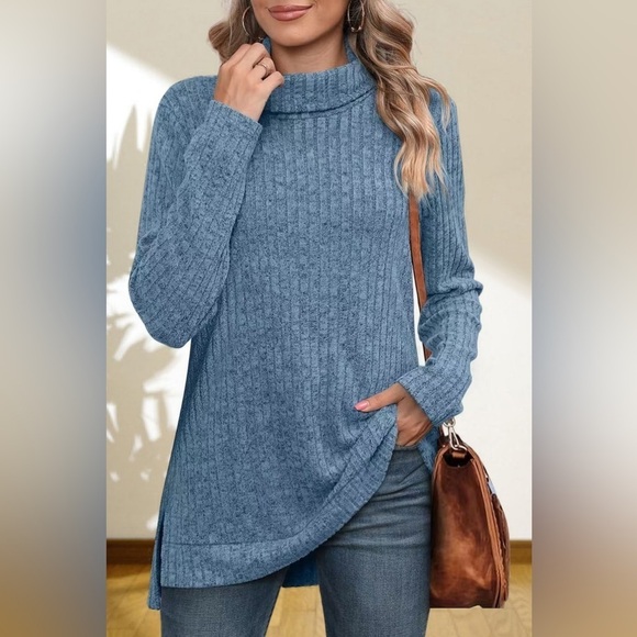 Gentle Slope High Low Thick Turtleneck Sweater - Picture 3 of 5